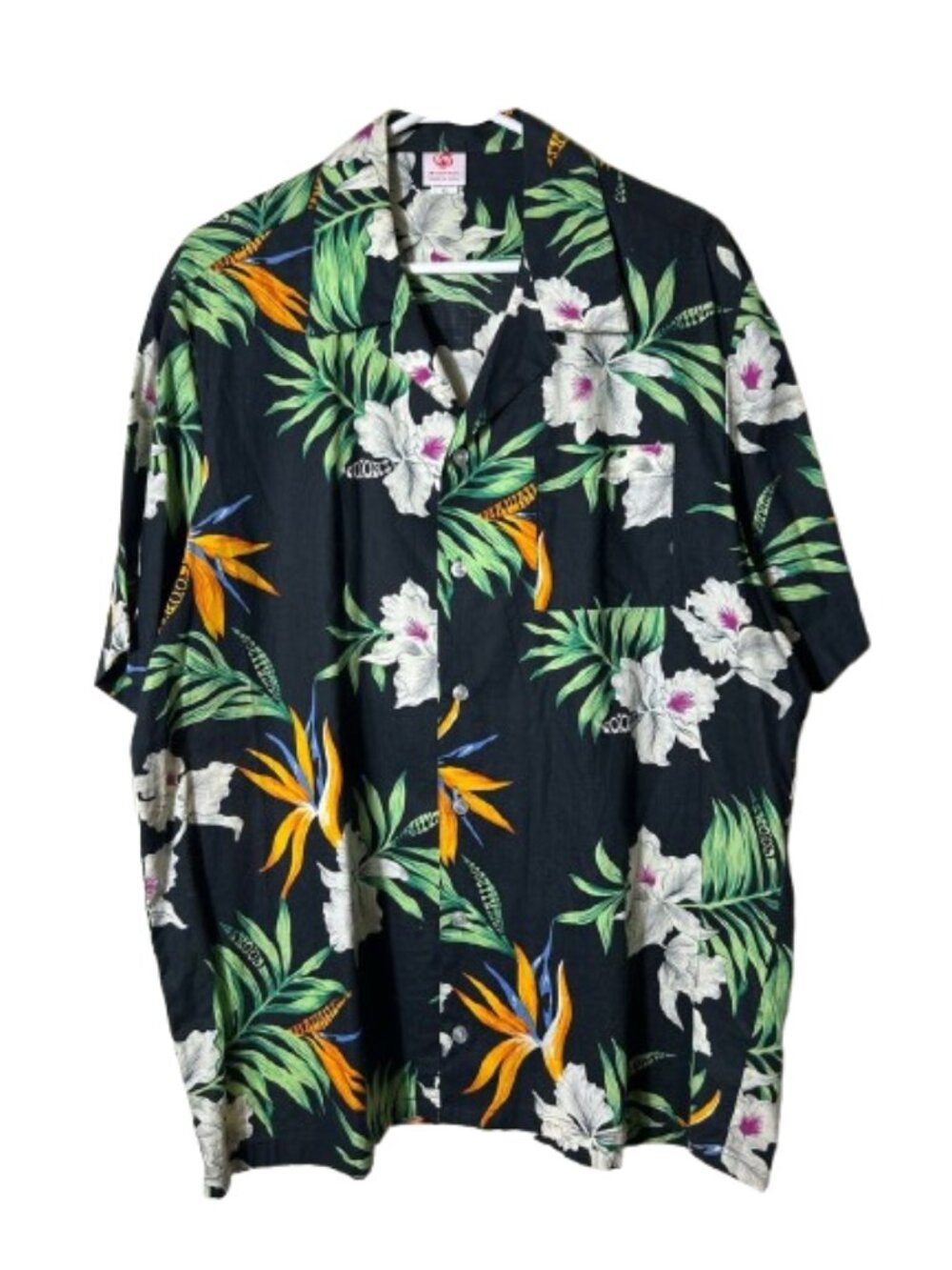 Vintage Scorpio black bird of paradise hawaiian shirt men's XL USA